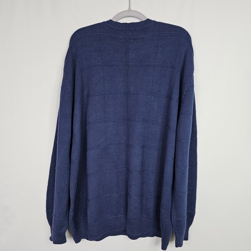 Vintage KNIGHTSBRIDGE Men's Pullover Sweater Size L NAVY BLUE Preppy 100% Cotton - Picture 7 of 8